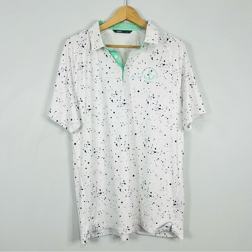 UNRL White Paint Splatter Extract Golf Polo Large